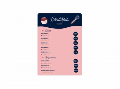 Cardápio em papel  A3